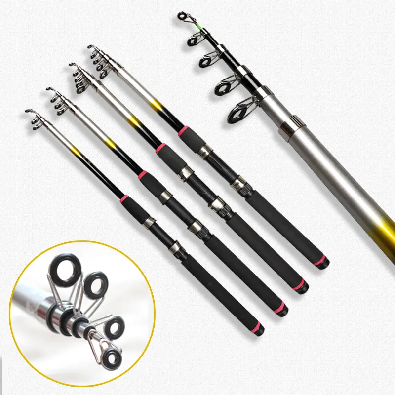 Wholesales 1.8M 2.1M 2.4M 2.7M 3M 3.6M 4 - 7 Sections Super Hard FRP Material Portable Ice Telescopic Pole Fishing Rod