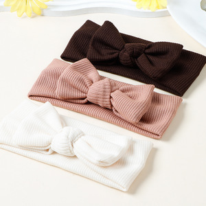 Diadema de punto acanalado para bebé, lazo de hilo suave, turbante protector de fontanela, accesorios elásticos para el cabello de recién nacido, otoño-invierno - Product Image 2