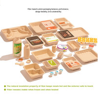 Barquette alimentaire biodégradable en bagasse de canne à sucre thermoscellable pour repas de traiteur aérien - Contenant à 2 compartiments, du congélateur au four