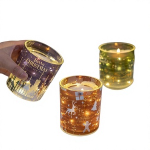 Ensemble cadeau de bougies parfumées en cire de soja de luxe haut de gamme avec lumière <span class=keywords><strong>LED</strong></span> intégrée, en forme de tasse, pour l'aromathérapie, cadeau de Noël pour elle, romantique - Product Image 2