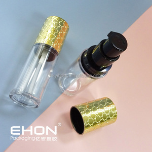 Flacon cosmétique en plastique EHON, cylindre en PET transparent avec bouchon doré gaufré et joint à brosse pour le maquillage - Product Image 6