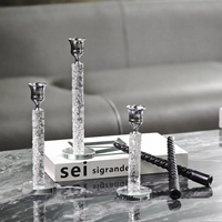 Ensemble de 3 bougeoirs en cristal nordique, noir, or, argent, pour bougies coniques, pour table à manger, mariage, décoration de la maison