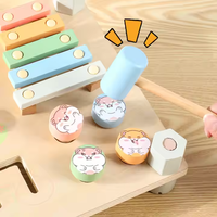 Tableau d'activités en bois double face avec animaux, blocs de correspondance, jeu de marteau, jouet sensoriel Montessori pour tout-petits, garçons et filles