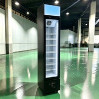 Réfrigérateur vertical étroit et haut pour boissons, avec porte vitrée, pour supermarché, à commande mécanique