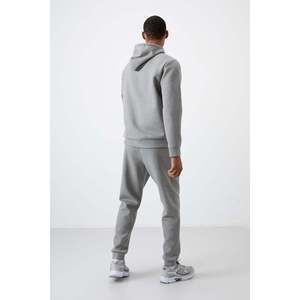 Ensemble de survêtement gris chiné pour homme – Coton confortable, respirant, style décontracté, avec jogging et sweat à capuche – Taille adulte - Product Image 1