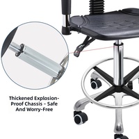 Chaise de laboratoire ESD en cuir PU, antistatique, dossier anti-poussière, bleu/noir, pour salle blanche, hauteur réglable, vérin à gaz, pivotante