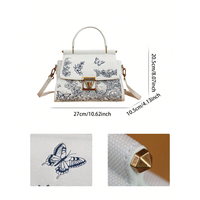 Sac à main carré de luxe de style chinois, polyvalent et tendance, grande capacité, avec broderie florale, design de niche