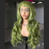 Perruque Lace Front Body Wave 32 pouces 13x4 Transparente Sans Colle Base Soie Ligne de Cheveux Naturelle Résistante à la Chaleur Synthétique