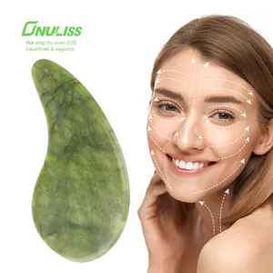 Unique Face Massage Anti Aging Natural Jade Roller and Guasha Set