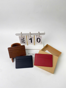 Porte-cartes en cuir fin, étui pour cartes de crédit, minimaliste, pour poche avant, organiseur de cartes de visite, portefeuille - Product Image 4