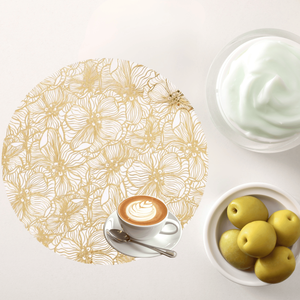 Set de table premium de 38 cm, forme irrégulière, style contemporain, écologique, en PVC isolé, imperméable, motif douche à l'huile - Product Image 1