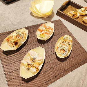 प्राकृतिक डिस्पोजेबल रेस्तरां लकड़ी की सुशी नाव सर्विंग प्लेट डिस्पोजेबल सुशी नाव - Product Image 5