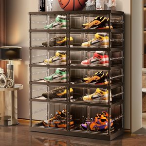 Modern Stackable <b>Clear</b> <b>Shoe</b> Storage <b>Box</b> with Custom Logo PET Plastic Living Room Use - Product Image 1