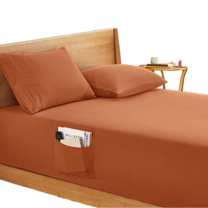 Sábana de lujo de 1800 hilos de microfibra de tamaño Queen, Sábana bajera de bolsillo Extra profundo, Sábana de caramelo, juegos de fundas de almohada - Product Image 1