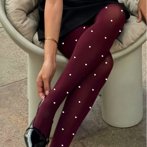 Wholesale <strong>Winter</strong> Cute Sexy Wine Red Solid Pantyhose High Elastic Women Coquette Aesthetic Factory Price - Product Image 4
