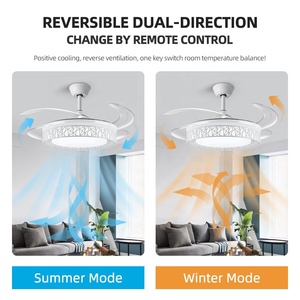 모던 노르딕 <span class=keywords><strong>LED</strong></span> 4-블레이드 화이트 천장 선풍기 조명 리모컨 DC 모터 가정 및 사무실용 디밍 가능 높은 CRI 90 36/42/48 인치 - Product Image 5