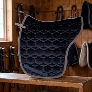 Almohadilla de lujo para silla de montar TOUGH TACK de terciopelo azul islandés con acolchado hexagonal - Product Image 6