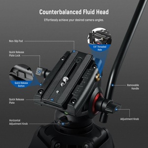 Para <span class=keywords><strong>NEEWER</strong></span> 74 \ "Pro Video Heavy Duty Aluminio Trípode con cabeza fluida 360 ° Pan Tilt para cámara DSLR y videocámara - Product Image 6
