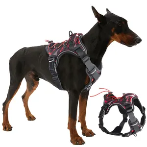 Nouveau design harnais de dressage de chien réglable et réfléchissant gilet fabricant de logo personnalisé harnais pour chien sans traction avec clip avant