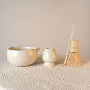 Chinese-style Matcha <b>Tea</b> <b>Set</b> Dehua Hyakumoto-stand Matcha Bowl <b>Tea</b> Whisk Song-dynasty Chagama Utensil Chasen Stand for Whisking - Product Image 1