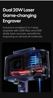LaserPecker LP5 20W Machine de gravure laser double 8K 10000 mm/s Vitesse de gravure élevée Gravure profonde et découpe pour tous les matériaux