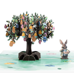 Cartes de vœux de Pâques 2026, nouveau design, cartes en papier 3D faites à la main, lapin avec arbre à œufs, pour enfants, filles, garçons, <span class=keywords><strong>anniversaire</strong></span> - Product Image 2