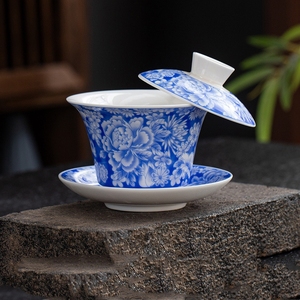 Set da Tè Gongfu in Porcellana PFT, Stile Minimalista Avorio, Tre Pezzi con Coperchio e Ciotola per Preparazione del Tè a Casa - Product Image 6