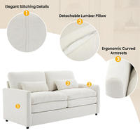 Canapé d'angle deux places surdimensionné en peluche rembourré avec pieds en bois, design moderne pour chambre à coucher