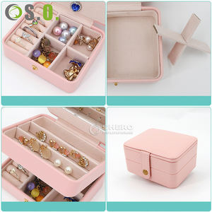 Boîte de rangement à bijoux portable en cuir PU, personnalisée en usine, légère, pour boucles d'oreilles et colliers, avec bouton - Product Image 6