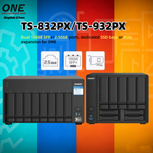 Nouveau QNAP MAS TS-832PX-4G 8 baies haute capacité 1,7 GHz 4 cœurs NAS pour environnements informatiques en réseau avec performances réseau élevées Double SFP+ 10GbE - Product Image 1