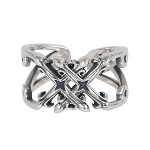 Real Silver S925 Silver <strong>Ring</strong> Jewelry Vintage Personalized Rock Letter <strong>X</strong> Adjustable <strong>Ring</strong> for Men and Women - Product Image 1