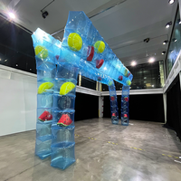 Arche gonflable carrée en PVC transparent bleu en forme de glaçon avec fruits, imperméable et anti-UV, pour publicité estivale