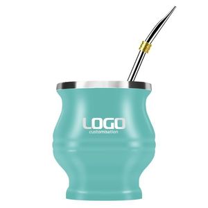 RVS Yerba Mate beker met bombilla, dubbelwandige mate theekop met rietje en reinigingsborstel - Product Image 1