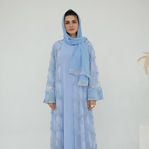 Zifeng OEM 2025 Nuevo Cárdigan de Malla con Flores Tridimensionales de Moda Musulmana, Estilo Dubai, Medio Oriente, Europeo y Americano - Product Image 6