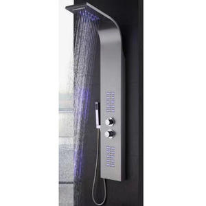 Water Droplet Sanitary Ware Wall Mounted Shower System Brushed Silver Rainfall Shower Head With Led <b>Light</b> For Bathroom Hotel Use - Product Image 1