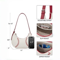 Sac fourre-tout rétro en cuir PU imperméable grande capacité pour femme, idéal pour les jours de match, avec fermeture éclair, style baseball, sac à bandoulière portable – Ventes Flash