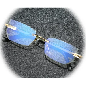 Пользовательские новые металлические очки без оправы анти-синие очки для чтения