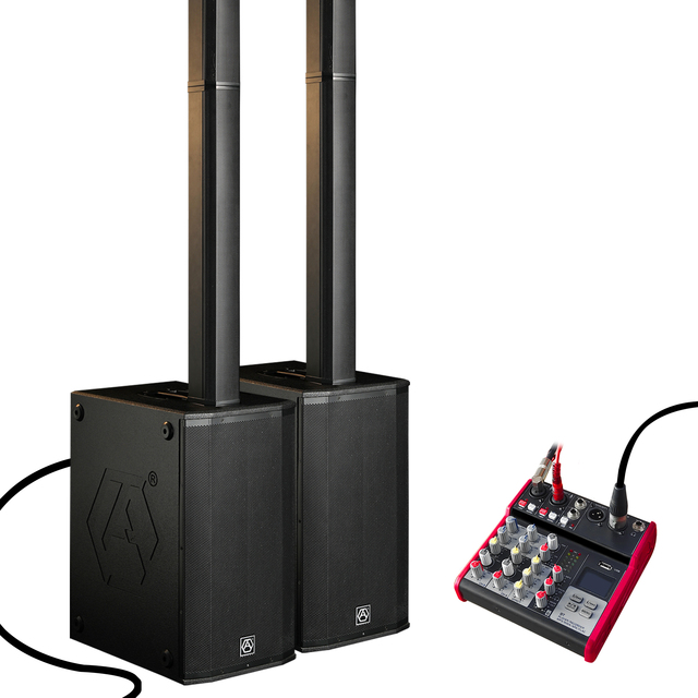 PA System Speaker Audio Mixer MES4 Combo Set RQSOIN AC22 BUNDLE Columnar Sound Combination Speaker Mixer Combo Set Dj