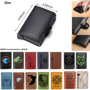Portefeuille fin pour <span class=keywords><strong>homme</strong></span> en <span class=keywords><strong>cuir</strong></span> PU avec fermeture à bouton d'éjection en aluminium, protection RFID, pour cartes de visite - Product Image 5