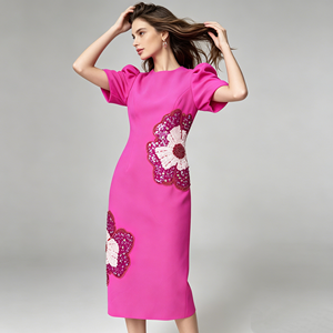 <span class=keywords><strong>Robe</strong></span> <span class=keywords><strong>de</strong></span> <span class=keywords><strong>cocktail</strong></span> <span class=keywords><strong>de</strong></span> luxe pour femmes, nouvelle collection, ornée <span class=keywords><strong>de</strong></span> perles lourdes, <span class=keywords><strong>de</strong></span> paillettes et d'appliques florales 3D, manches courtes - Product Image 5