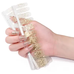 Weihnachten benutzer definierte Gold Glitter Luxus Aufkleber Nail Art Kunststoffst reifen Design Wrap Druckmaschinen echten Nagellack