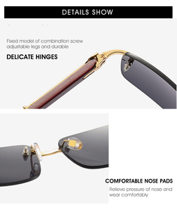 ย้อนยุคกระจกหรูหราขนาดเล็กตารางขนาดแฟชั่นออกแบบแว่นกันแดดผู้หญิงแว่นกันแดดผู้ชายแม่น้ำไม่มีขอบแว่นกันแดด2022 - Product Image 6