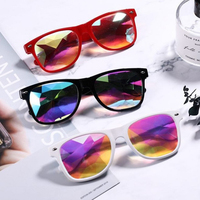 Lunettes carrées de Concert, lunettes de soleil kaléidoscope, lentille en cristal différente, fête Rave, prisme en verre réfléchissant optique coloré