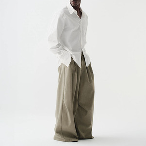 <span class=keywords><strong>Pantaloni</strong></span> da <span class=keywords><strong>Uomo</strong></span> a Vita Alta con Pieghe e Gamba Larga, <span class=keywords><strong>Oversize</strong></span>, Casual, con Logo Personalizzato, Basso MOQ, Moda Streetwear - Product Image 5