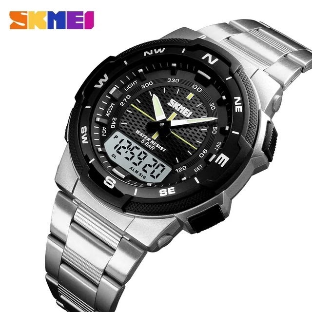 Skmei 1370 Original High Quality Men's Wrist Watch Digital Alarm Clock Direct Factory Supply Business Luxury Fashion Wrist Watch