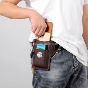 Vintage Two Style PU Leather Waist Bag Cellphone Loop Holster Belt Case Wallet Phone Pouch With <b>Hook</b> - Product Image 1