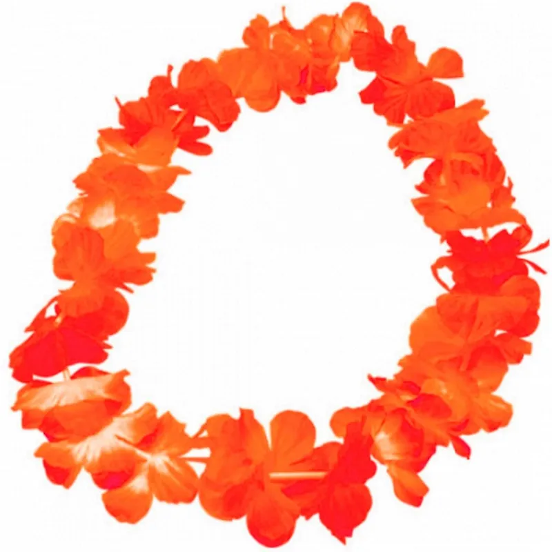 Orange Hawaiian Leis Necklace Tropical Luau Silk Flower Party Favors Wreaths Headband Holiday Wedding Beach Birthday Decorations