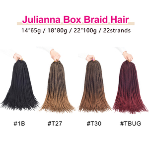 Julianna 14 18 22 24 Inch Kanekalon Synthetic Braiding Hair <strong>Kids</strong> Cabelos Box <strong>Braid</strong> Cacheado T27 Pre Loop Box <strong>Braid</strong> Crochet Hair - Product Image 3