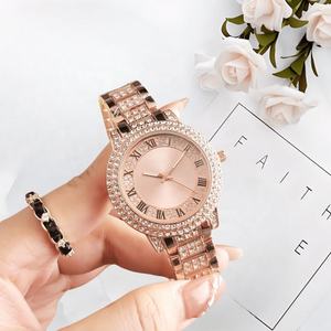 Montre de luxe pour femme 2026 entièrement sertie de diamants, bracelet en acier inoxydable, cadran à chiffres romains, 38 mm, montre-bracelet tendance pour affaires - Product Image 4