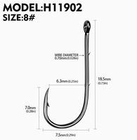 11 #   10 #   9 #   8 #   7 #   14 #   Hameçons assistés à ardillon en acier à haute teneur en carbone pour la pêche en eau douce, modèle carpe YWSR-H11902